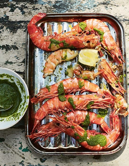 Giant Prawns With Preserved Lemon, Herbs, and Brandy