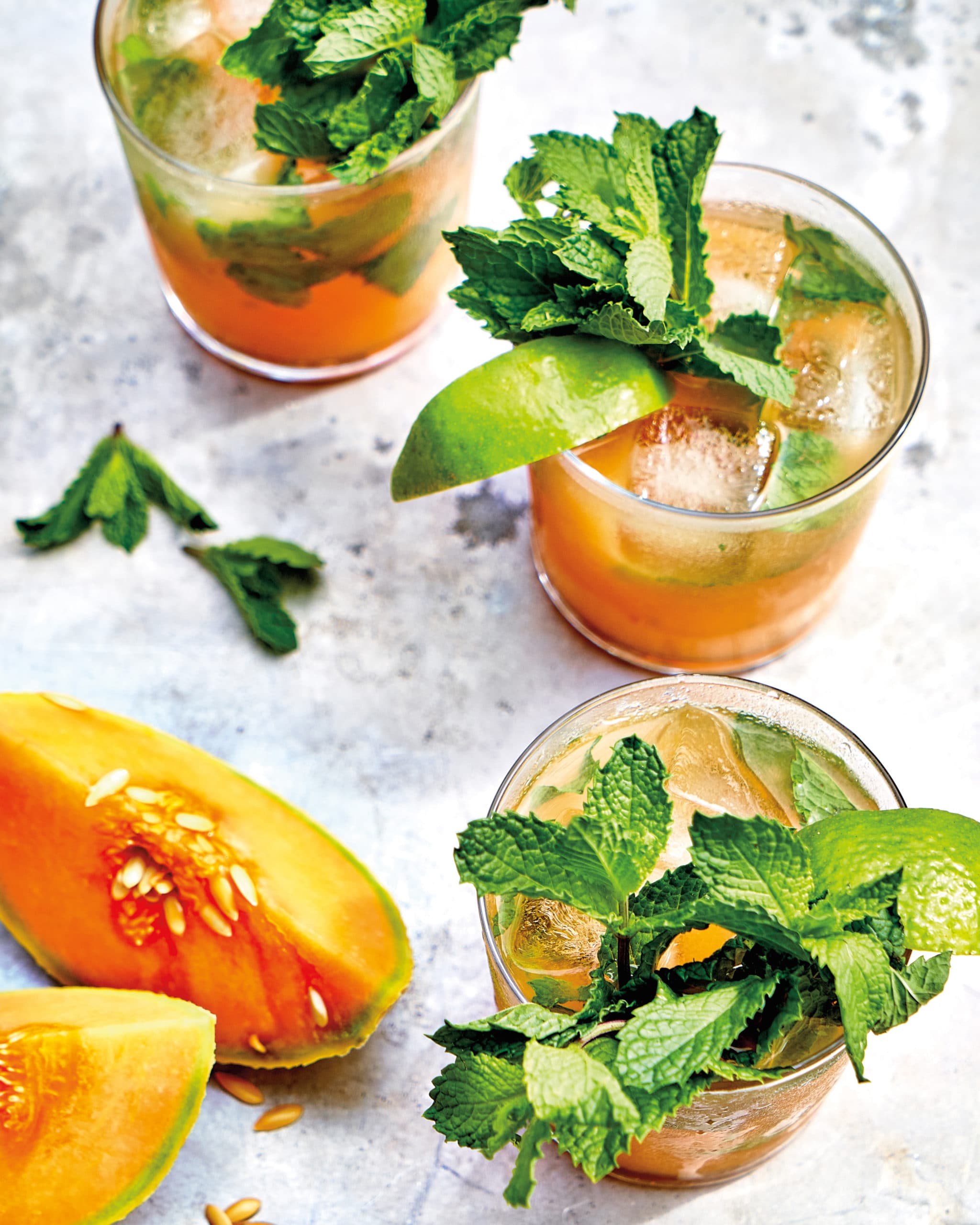 Mint and Melon Mojitos