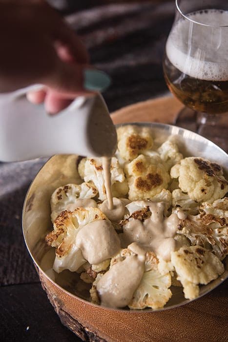 Roasted Cauliflower with Creamy Beer and Leek Sauce